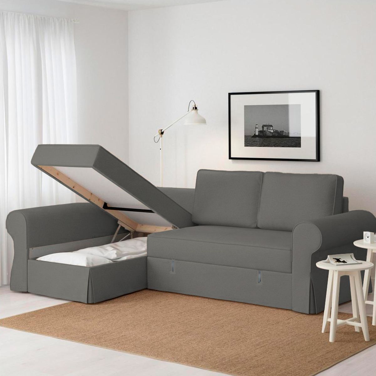 BARAKA HOME - Sofá Cama Multifuncional Kamenica 3 cuerpos - Gris Oscuro