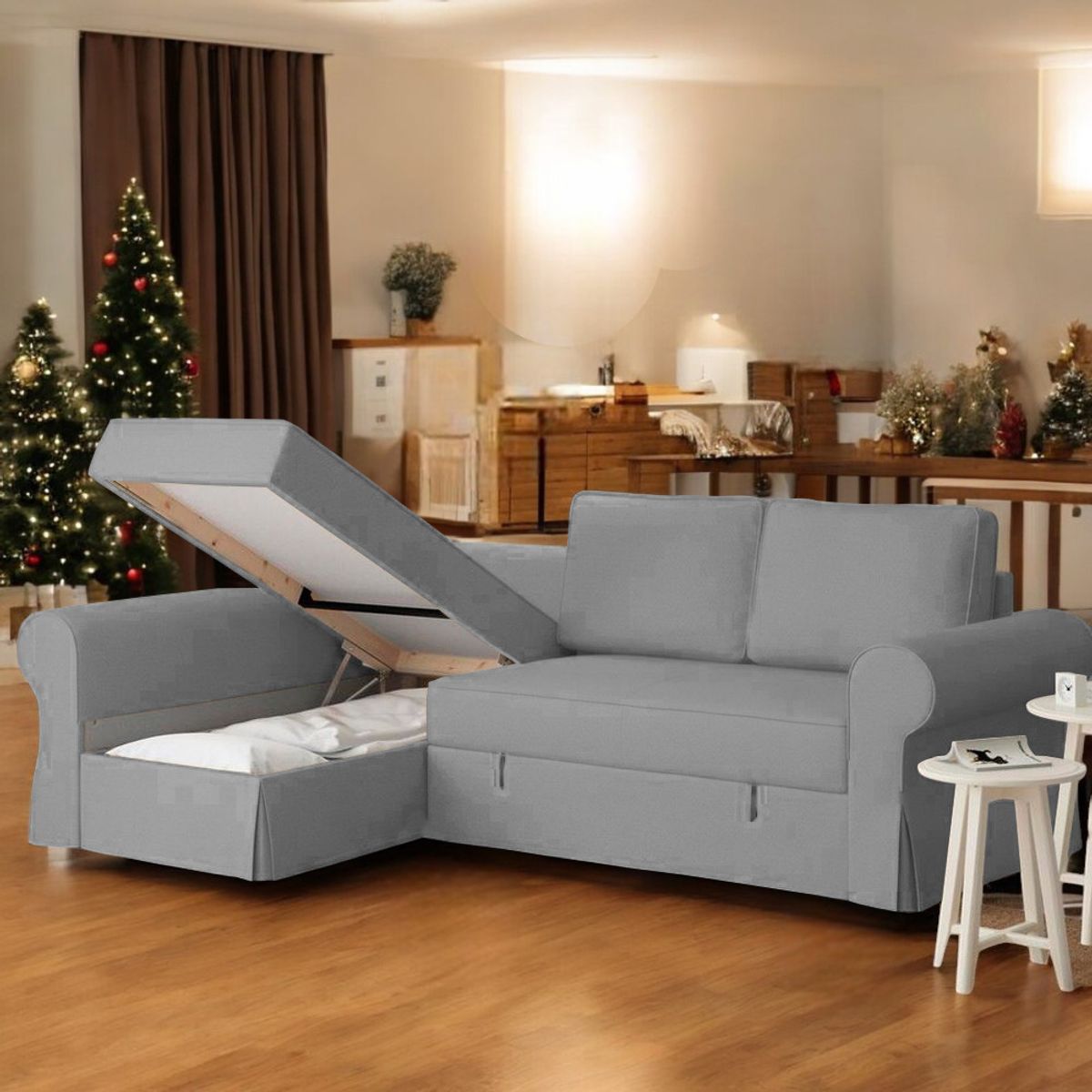 BARAKA HOME - Sofá Cama Multifuncional Kamenica 3 cuerpos - Gris Claro