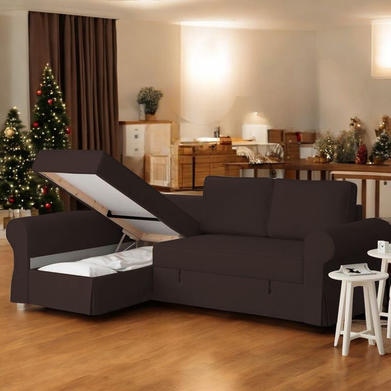 BARAKA HOME - Sofá Cama Multifuncional Kamenica 3 cuerpos - Chocolate