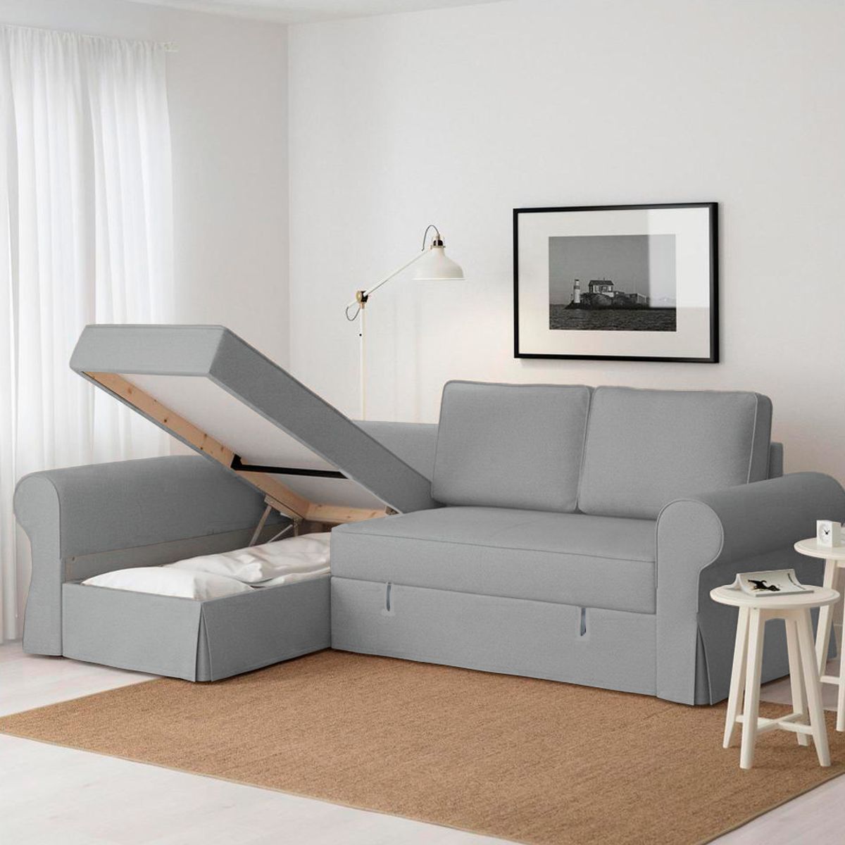 BARAKA HOME - Sofá Cama Multifuncional Kamenica 4 cuerpos - Gris Claro