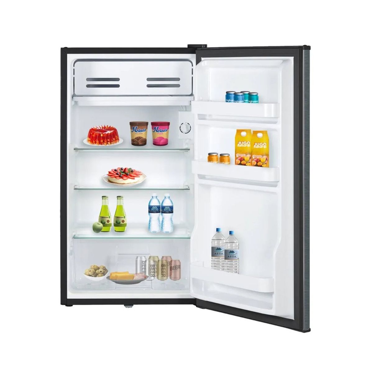 AGHASO - Frigobar Aghaso con Llave REFR-AGH08 90LT Silver con Negro