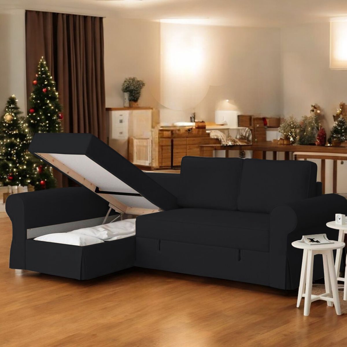 BARAKA HOME - Sofá Cama Multifuncional Kamenica 4 cuerpos - Negro