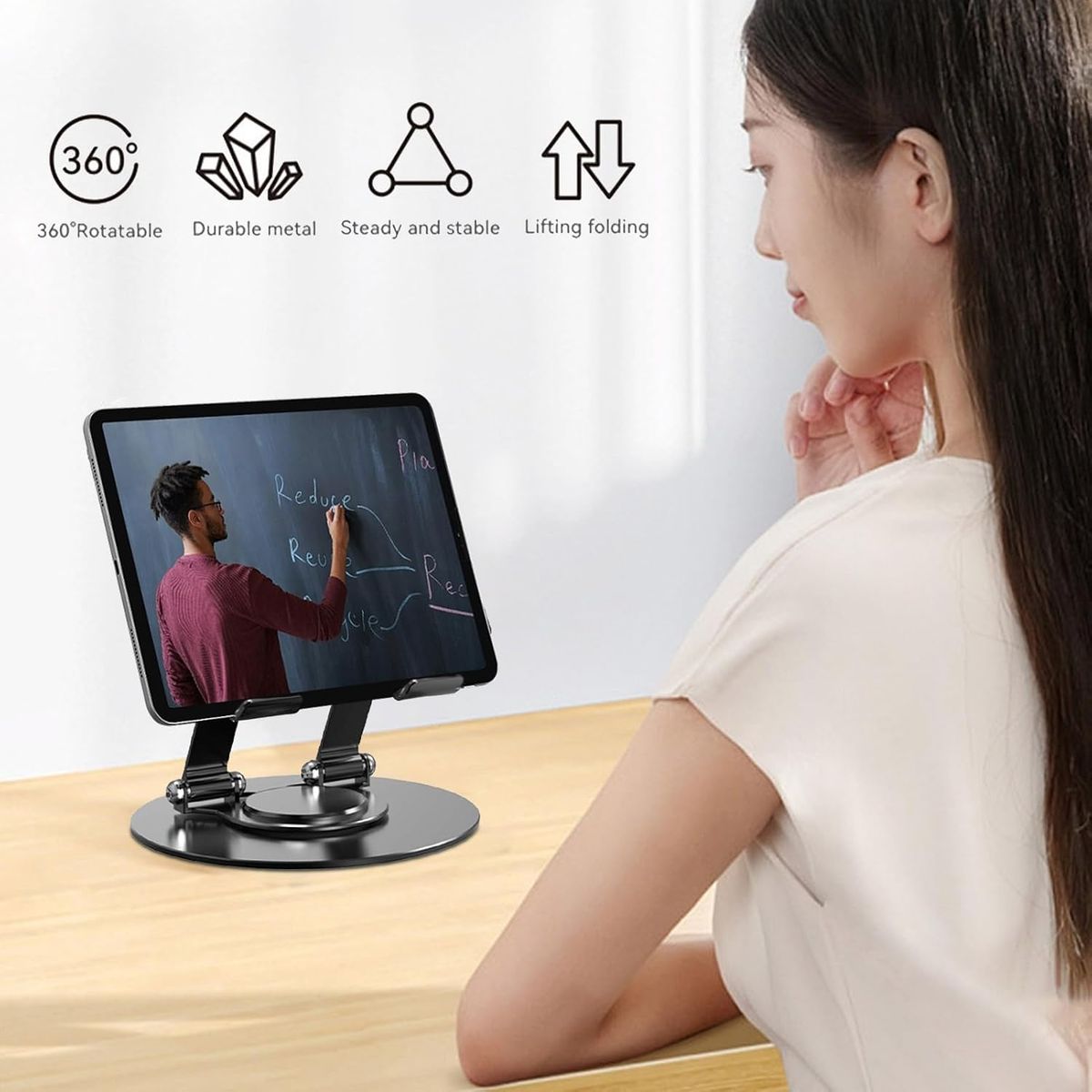 GENERICO - Soporte Base de Aluminio Para Celulares Tablets Ipad Giro 360°