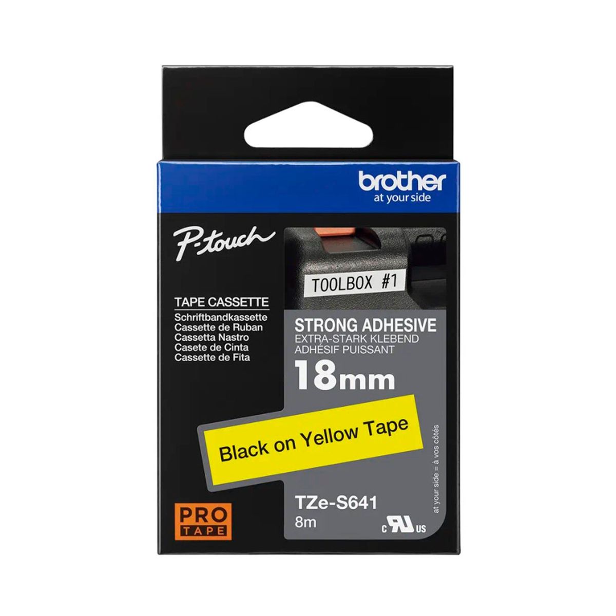 BROTHER - CINTA BROTHER TZES641 NEGRO SOBRE AMARILLO 18MM  PN TZES641