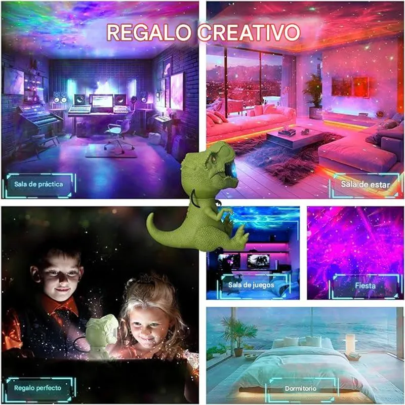 GENERICO - PROYECTOR DE GALAXIA CON DISEÑO DE DINOSAURIO 2025 TIPO JUGUETE DE VARIOS USOS