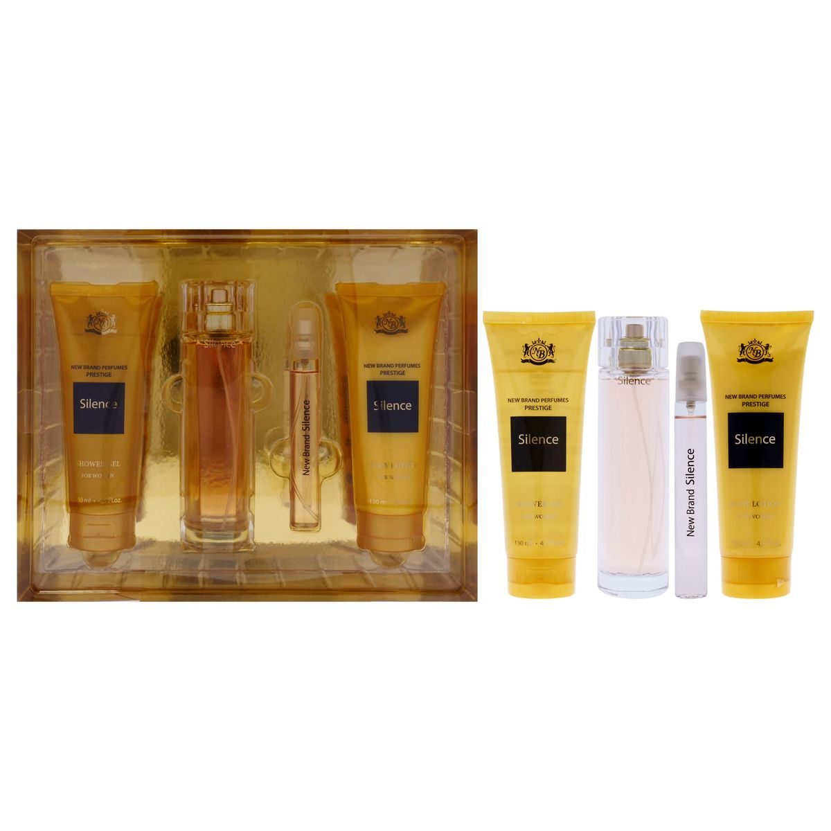 NEW BRAND - Prestige Silence Set EDP100ml+Spray15ml+Gel+Loción New Brand