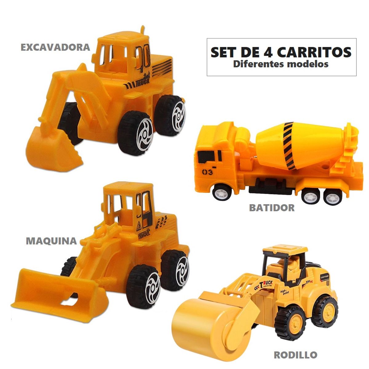 GENERICO - set de 4 carritos de juguete para construcción
