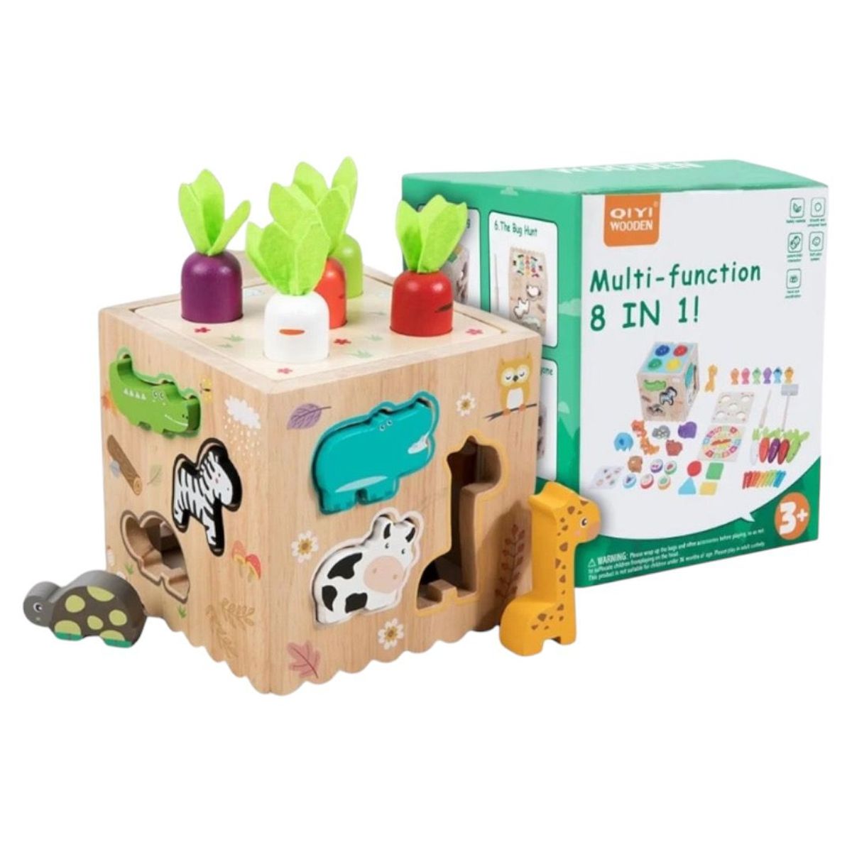 GENERICO - Cubo de Madera Multifunción Didáctico