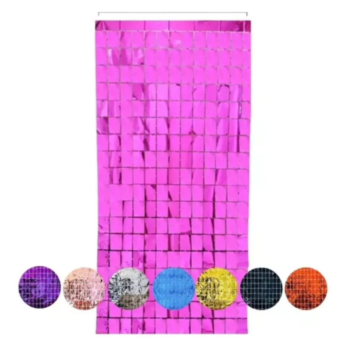 GENERICO - 4 Cortinas  Cuadrada Metálica Para Cumpleaños De Colores