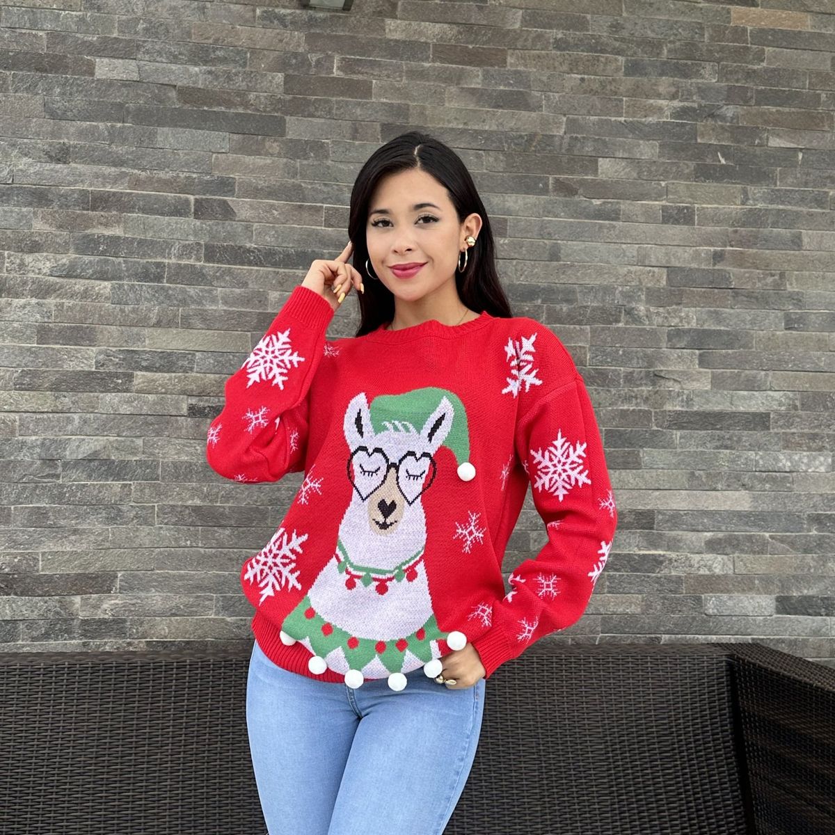 GENERICO - Chompa Mujer llama Navidad - Nathalie Love It - Rojo