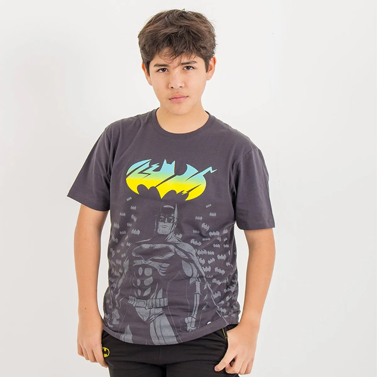 WARNER BROSS - POLO MODA MC NIÑO BATMAN PLOMO