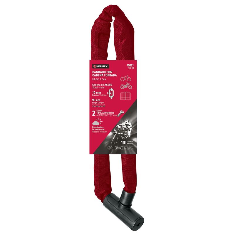 HERMEX - Cadena forrada 10 mm Hermex CB-90 Moto Bicicleta Seguridad