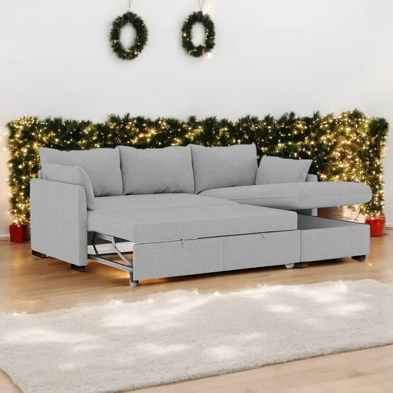 BARAKA HOME - Sofá Cama Multifuncional Veria 4 cuerpos - Gris Claro