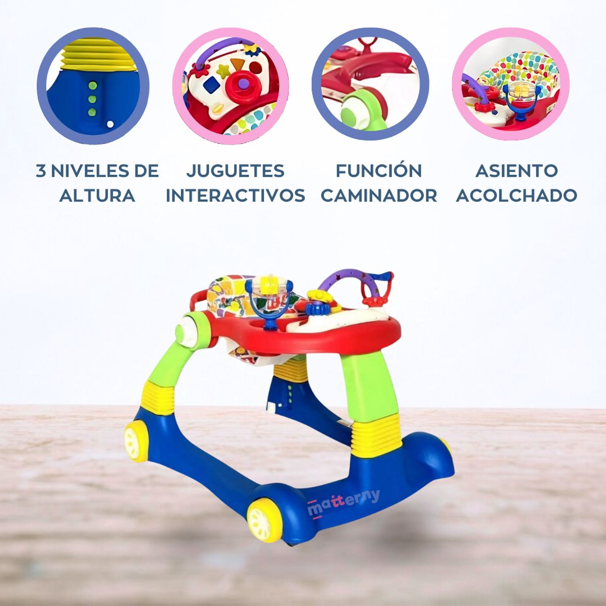 CUZKA - Andador Caminador 2 en 1 «WALKER PRO» Red