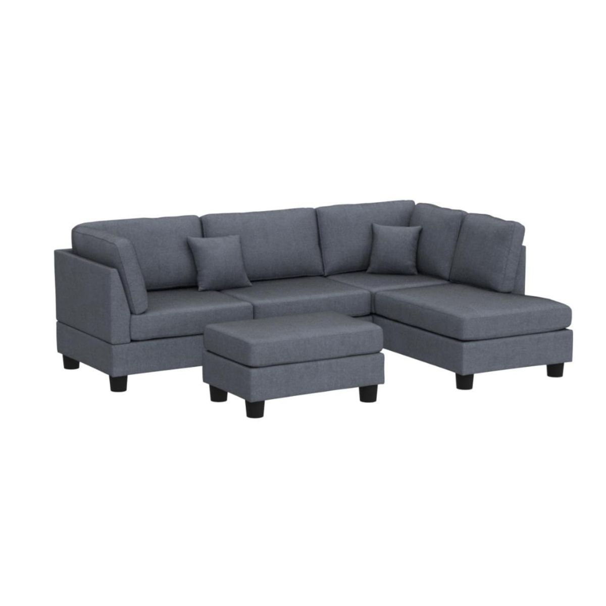 HOGAR & SPACIOS - HYS SECCIONAL IZQUIERDO ASTURIAS BANQUETA GRIS OSCURO