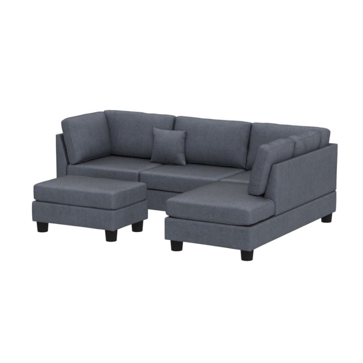 HOGAR & SPACIOS - HYS SECCIONAL IZQUIERDO ASTURIAS BANQUETA GRIS OSCURO