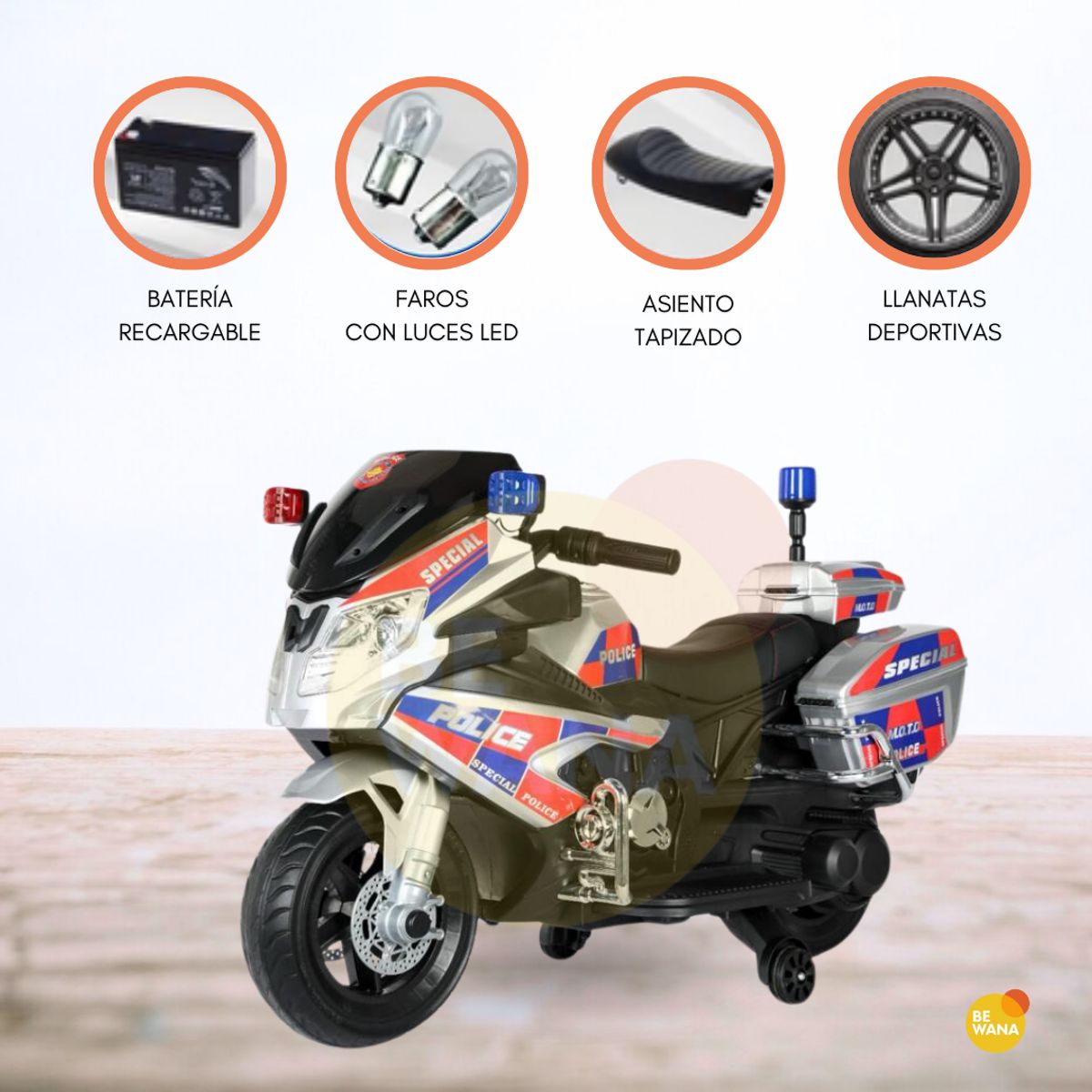 CUZKA - Moto a Batería para Niños «ELITE POLICE» Black