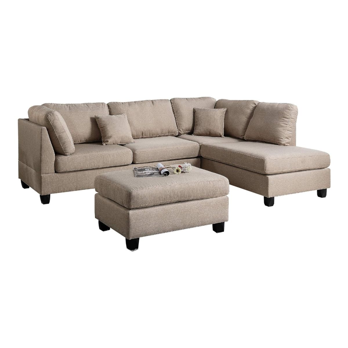 HOGAR & SPACIOS - HYS SECCIONAL DERECHO ASTURIAS BANQUETA BEIGE