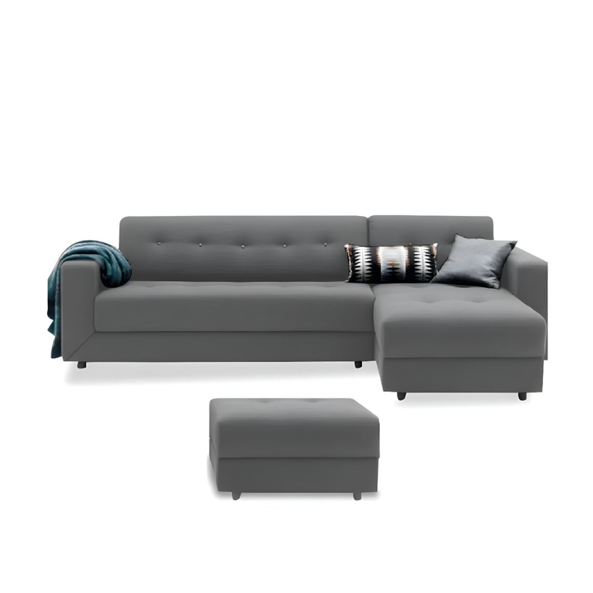 HOGAR & SPACIOS - HYS SECCIONAL DERECHO AMED BANQUETA GRIS OSCURO