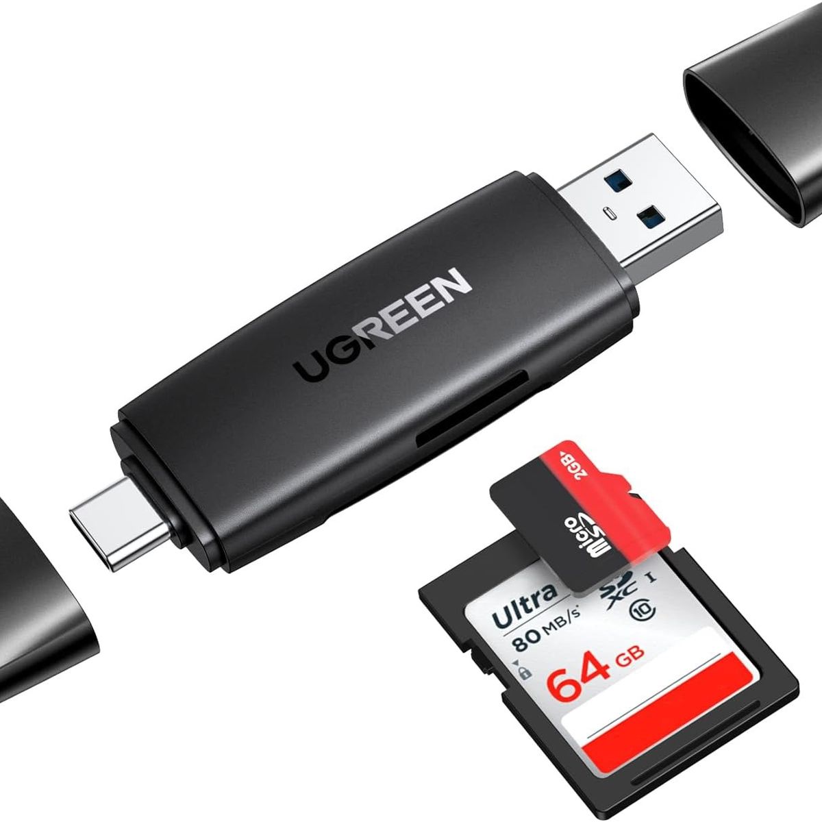 UGREEN - Lector de memoria SD/TF USB-C y USB 3.0 2 EN 1 Ugreen COD 80191
