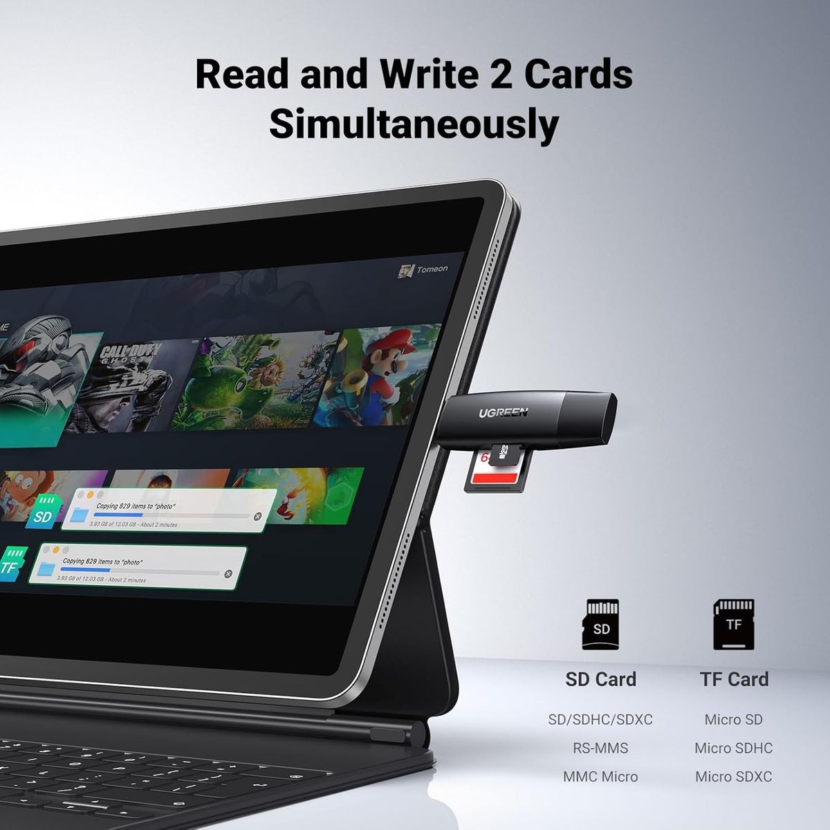 UGREEN - Lector de memoria SD/TF USB-C y USB 3.0 2 EN 1 Ugreen COD 80191