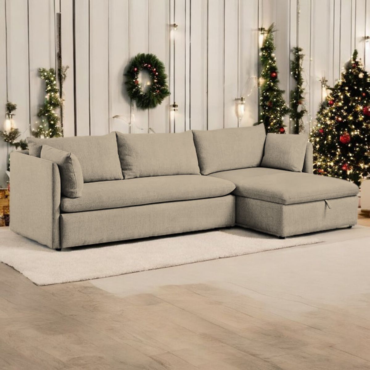 BARAKA HOME - Sofá Seccional Veles con Almohada 4 cuerpos - Beige Claro