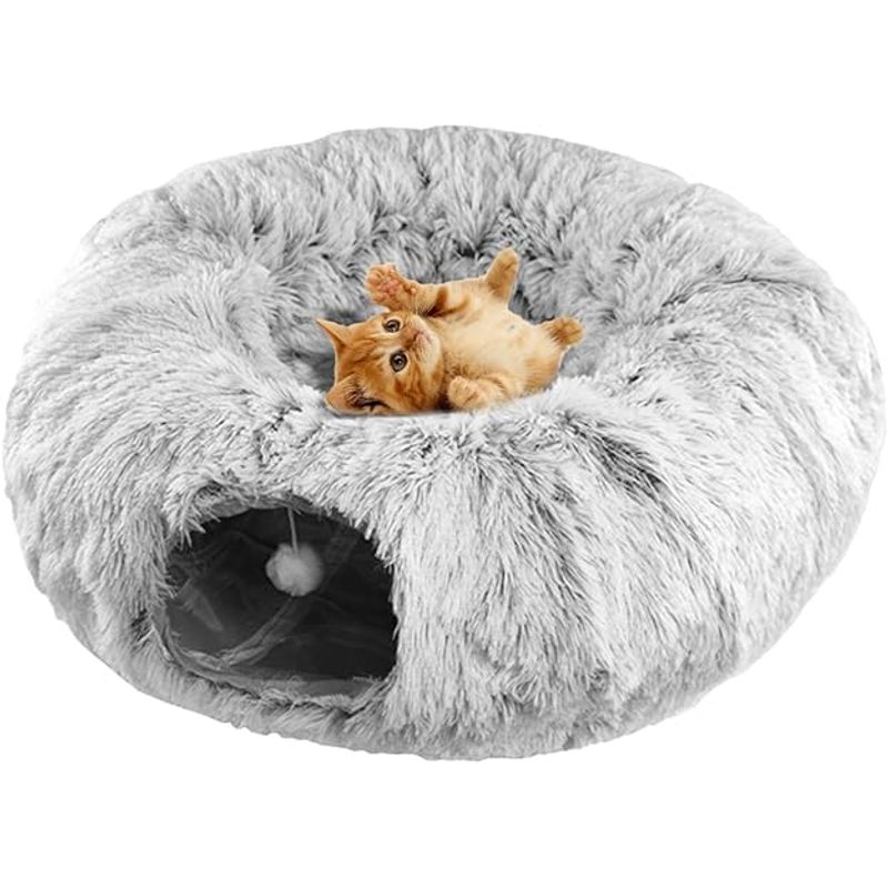 QUE PATAS PET SHOP - Cama Túnel de Felpa para Mascotas