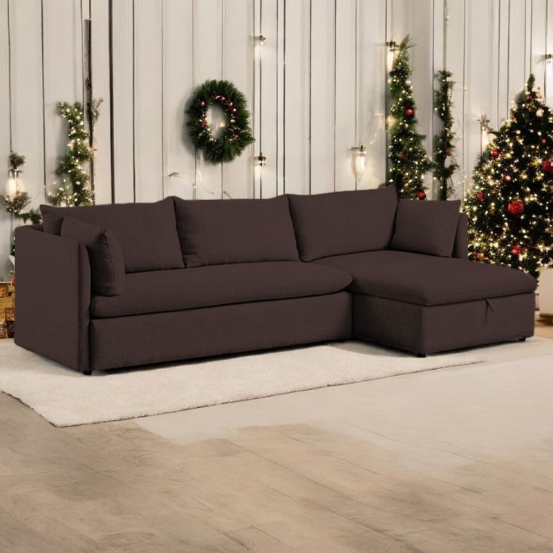 BARAKA HOME - Sofá Seccional Veles con Almohada 4 cuerpos - Chocolate