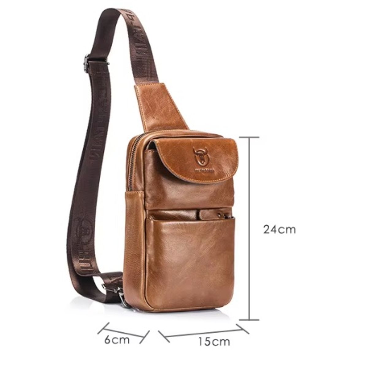 BULLCAPTAIN - Morral Pechera de cuero genuino bullcaptain marrón XB098