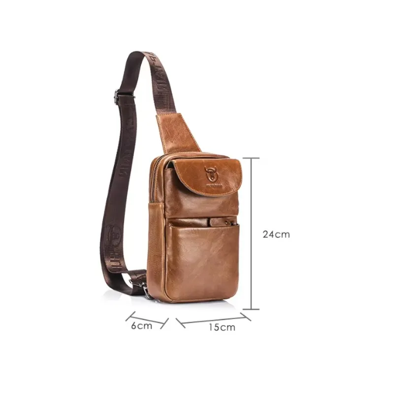 BULLCAPTAIN - Morral Pechera de cuero genuino bullcaptain marrón XB098
