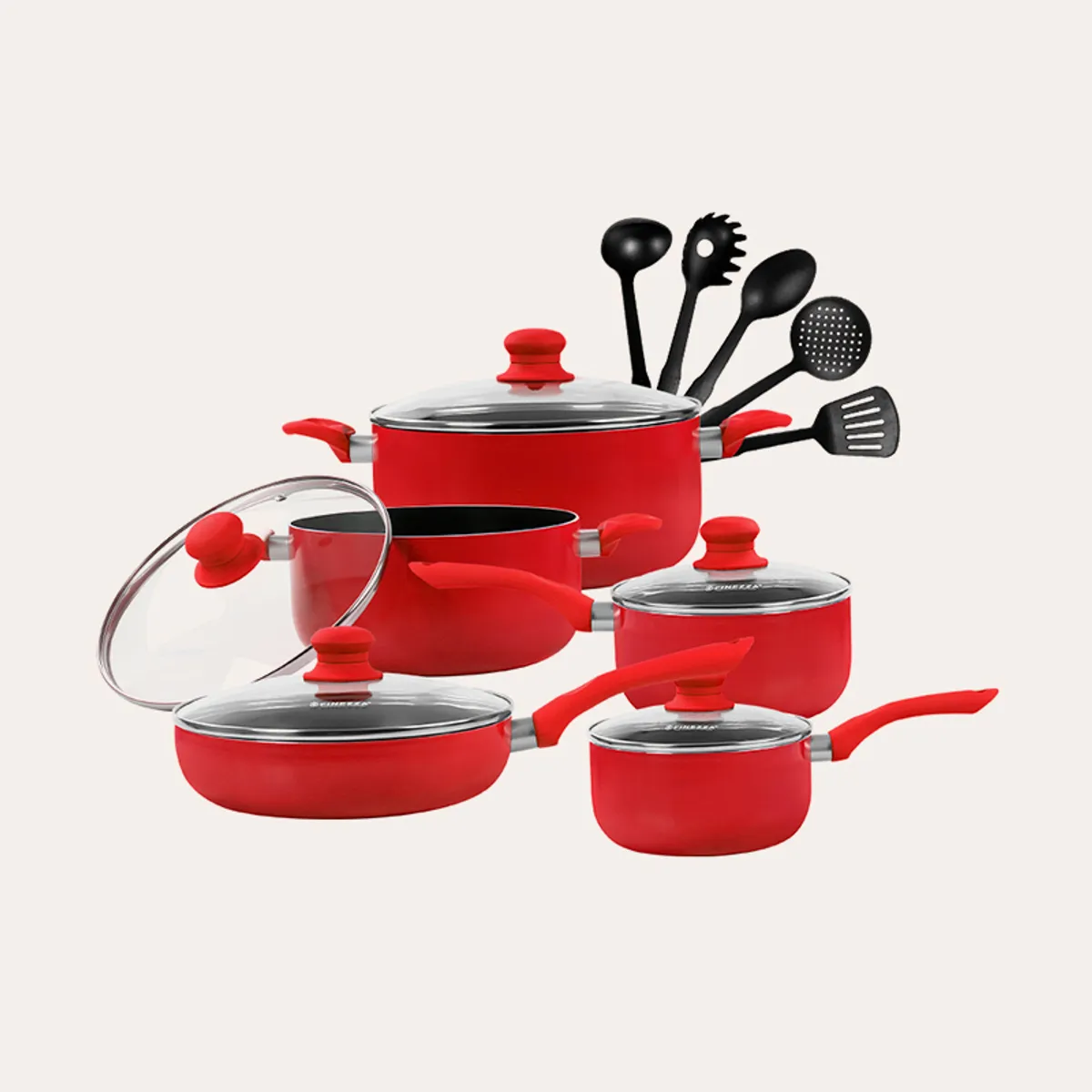 FINEZZA - Juego de ollas antiadherentes de 15 piezas