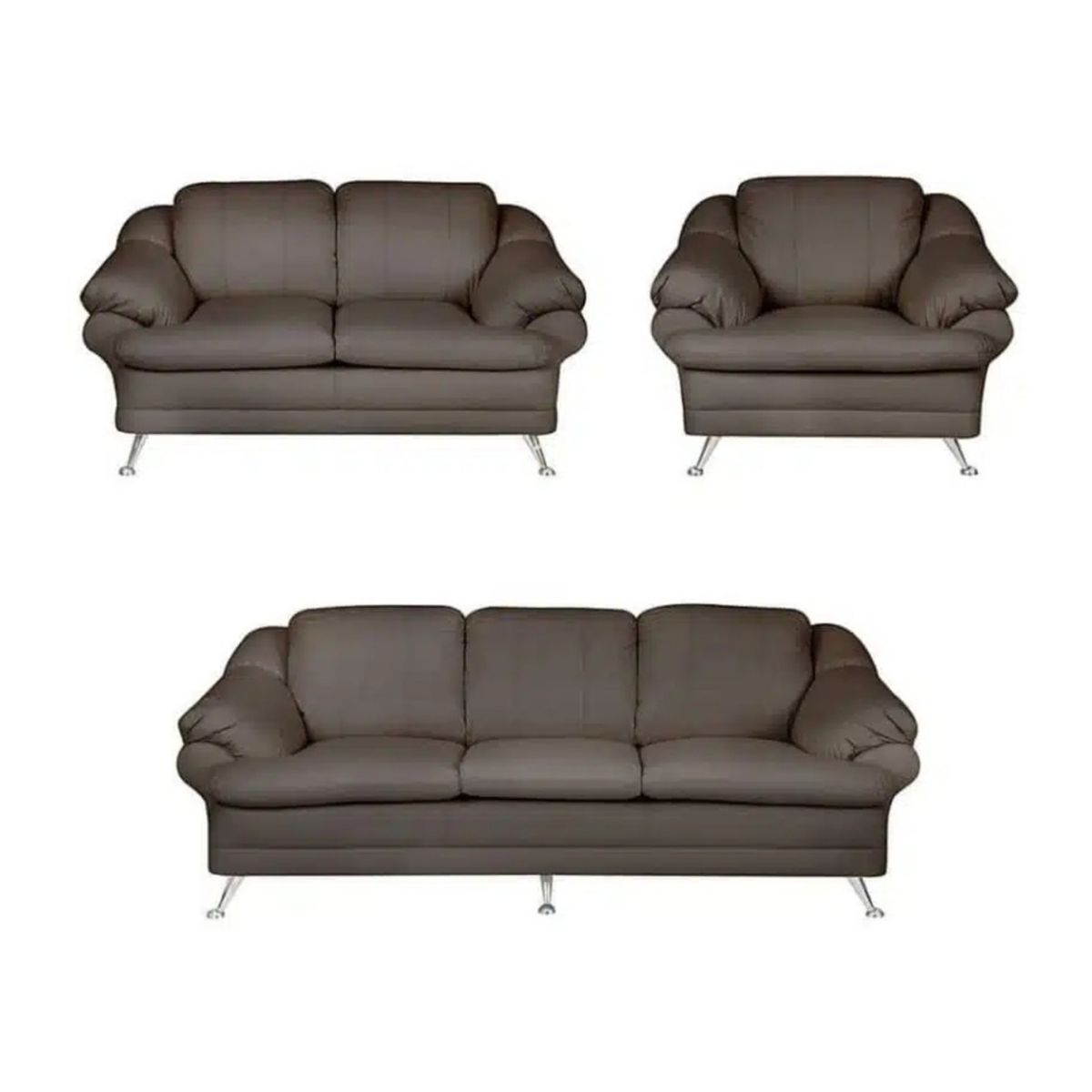 HOGAR & SPACIOS - HYS SALA 3 2 1 LOIRA MARRON OSCURO