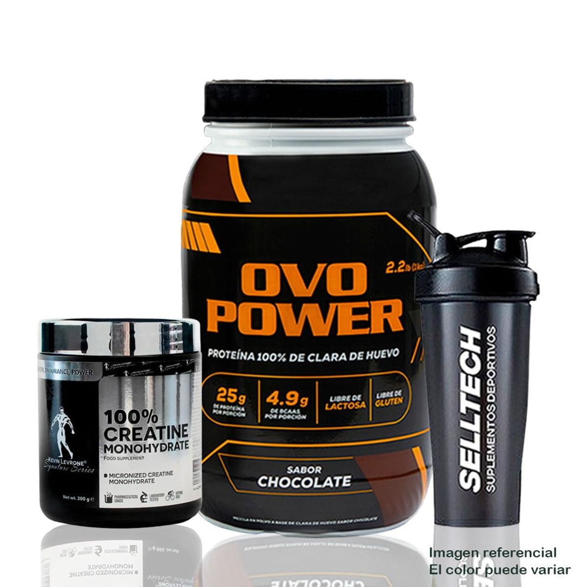 OVOPOWER - Proteína Ovopower 1Kg Chocolate+Creatina Kevin Levrone 300Gr + Shaker