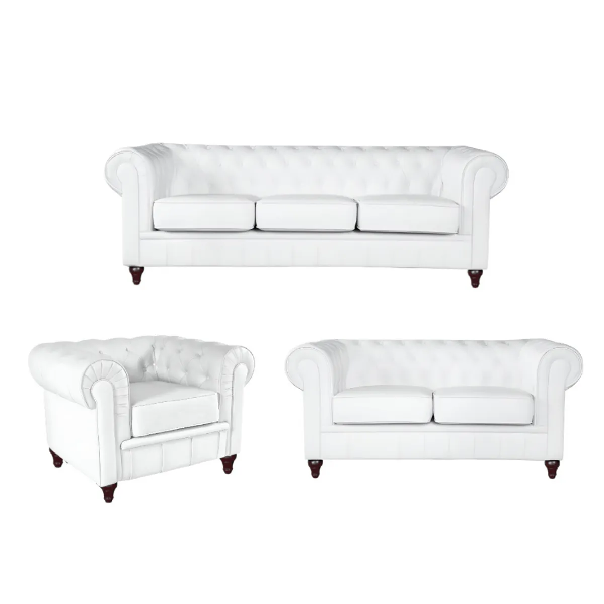 HOGAR & SPACIOS - HYS SALA 3 2 1 CHESTERFIELD BLANCO