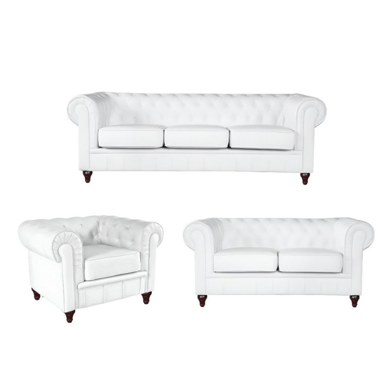 HOGAR & SPACIOS - HYS SALA 3 2 1 CHESTERFIELD BLANCO