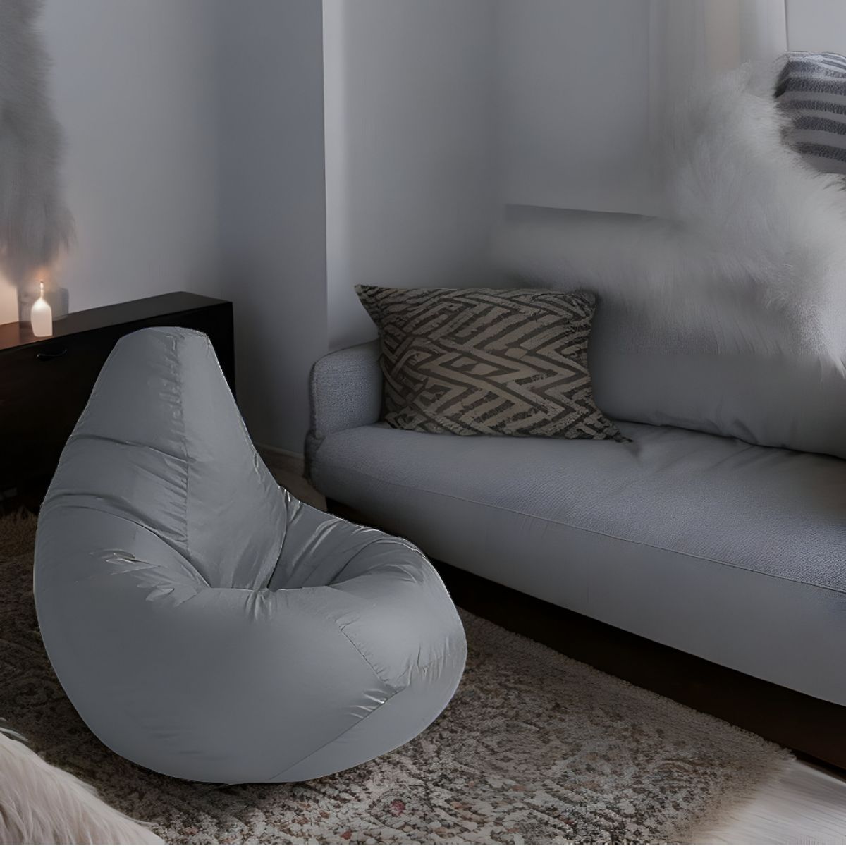 HOGAR & SPACIOS - HYS PUFF PERA GRIS