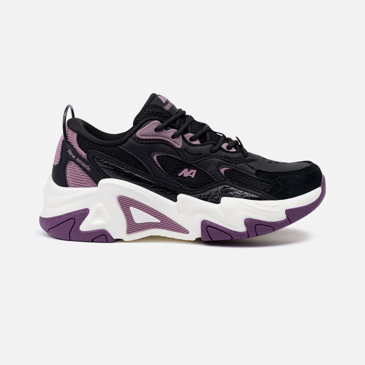 NEW ATHLETIC - Zapatillas New Athletic Lifestyle Rubbing164 Negro Con Morado Mujer