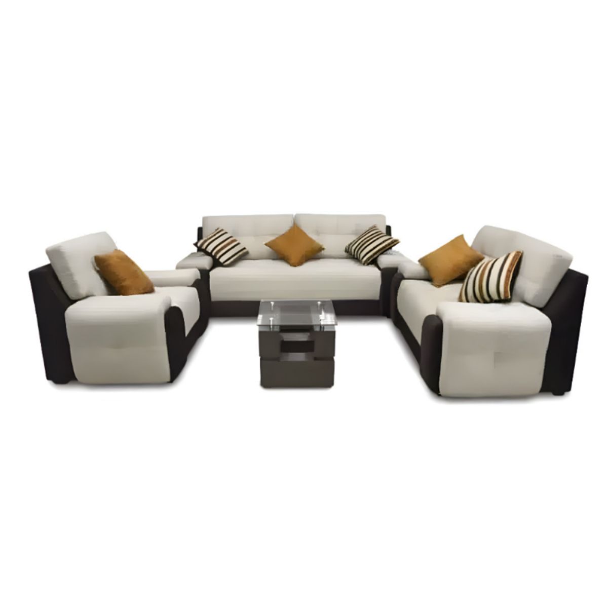 HOGAR & SPACIOS - HYS SALA 3 2 1 MESA CENTRO MOSA BEIGE