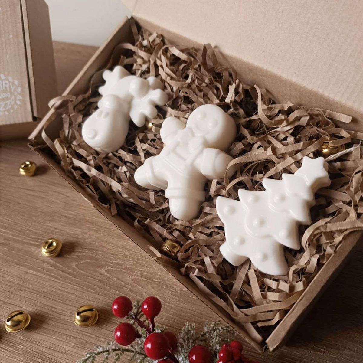 GENERICO - Gift Set 3 Velas Navidad Aromáticas Figuras Aleatorias Reno Árbol y Muñeco