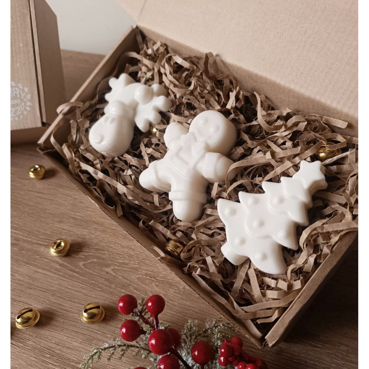 GENERICO - Gift Set 3 Velas Navidad Aromáticas Figuras Aleatorias Reno Árbol y Muñeco