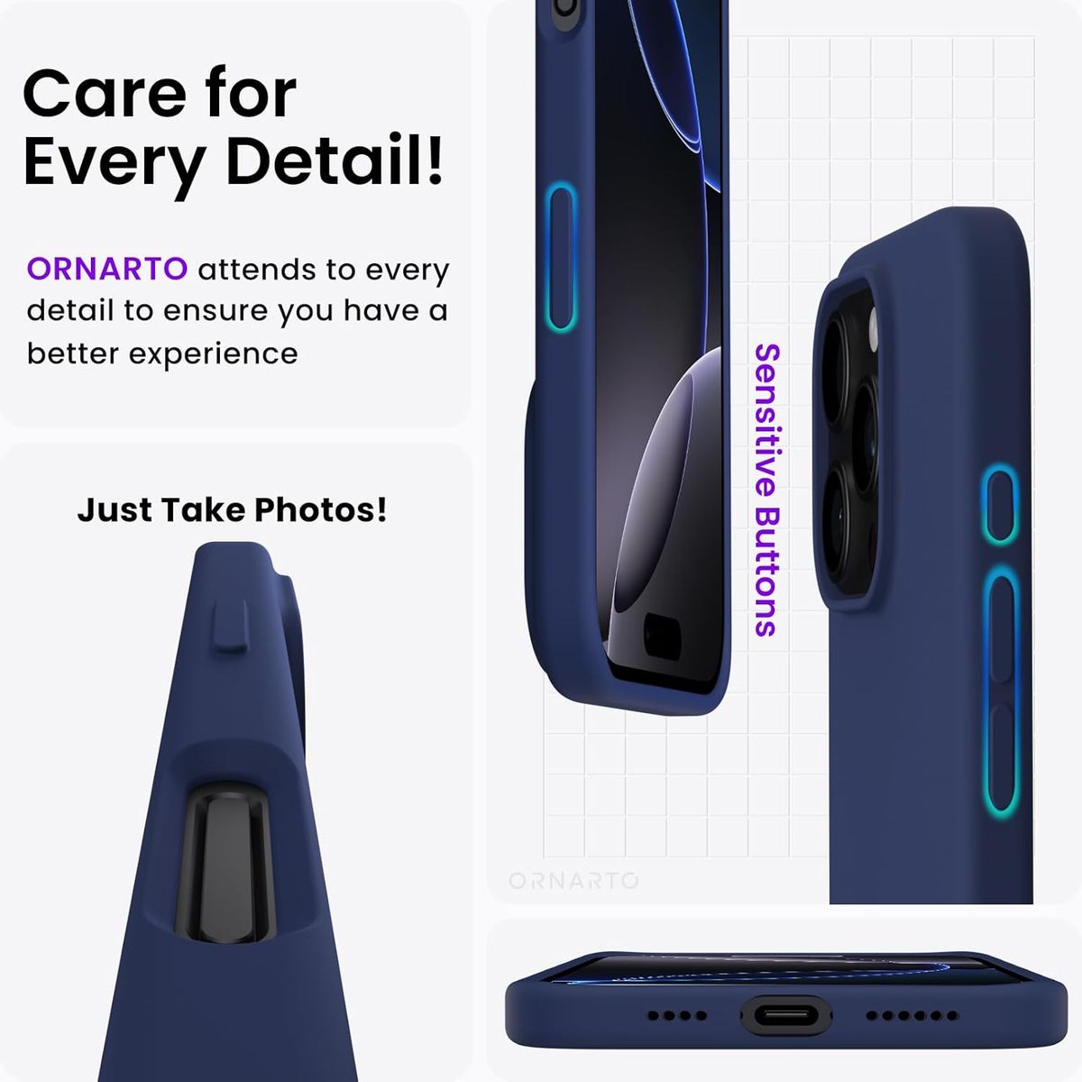 GENERICO - Case de Silicona para iPhone 16 Pro - Azul