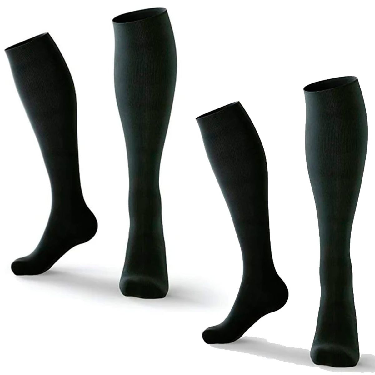 GENERICO - 2 Pares Medias Compresión Antivarices 15-20 mmHg Hasta La Rodilla