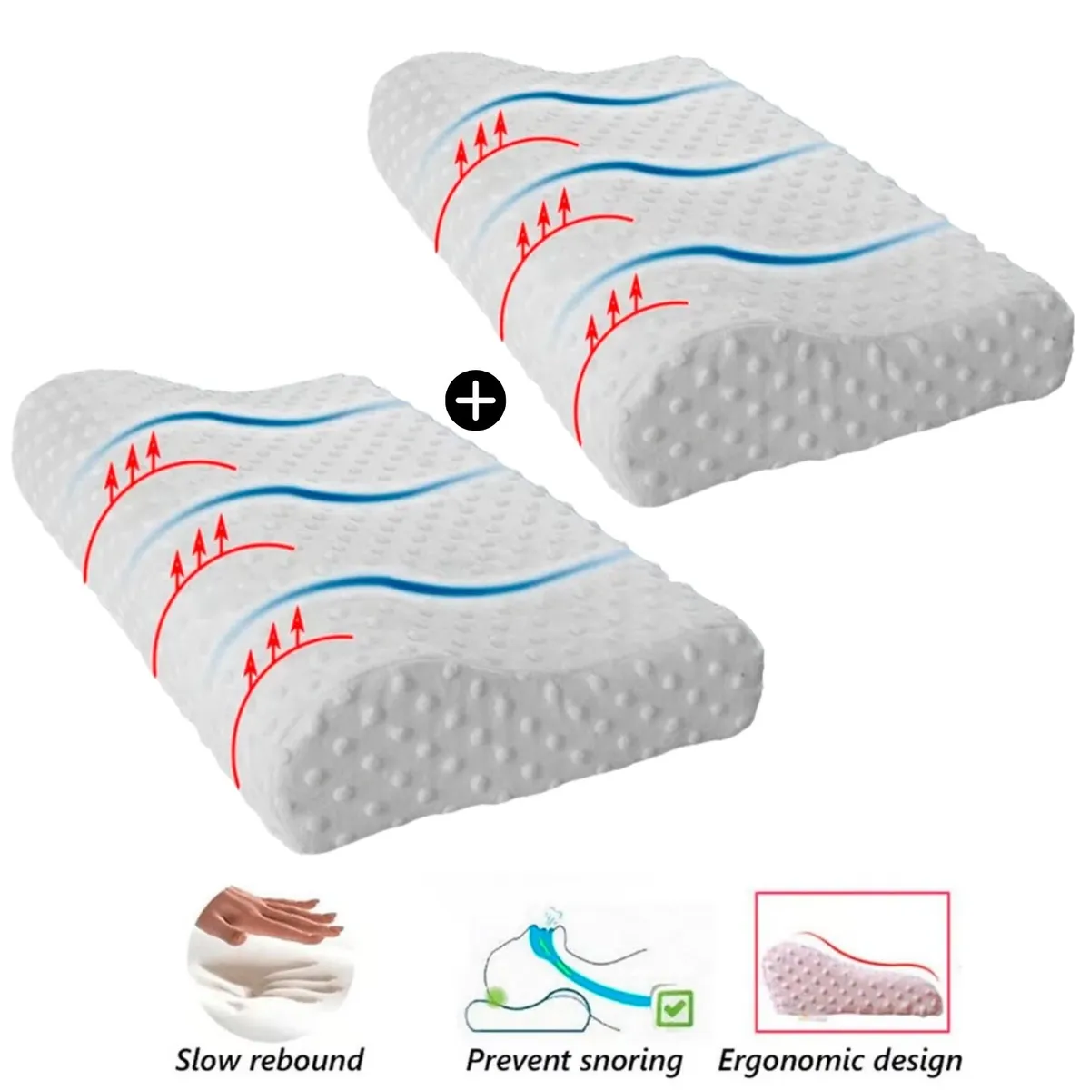 OEM - Combo X2 Almohada Ortopedica Evita Ronquidos