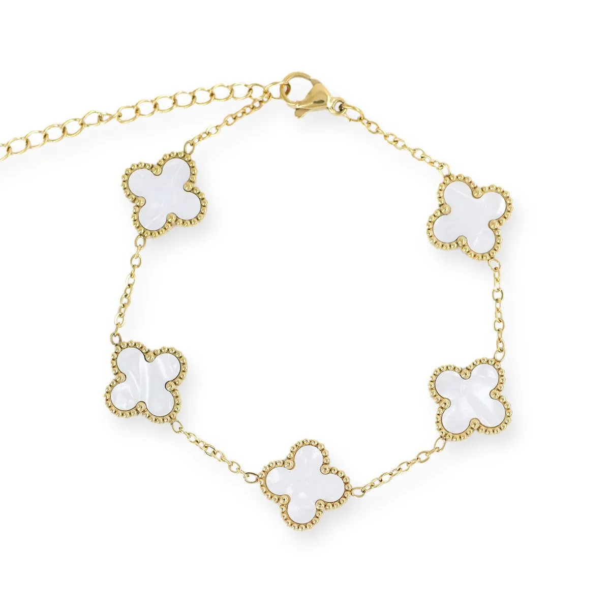 GENERICO - Pulsera Trébol de cuatro hojas Blanco