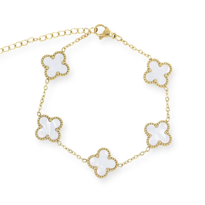 GENERICO - Pulsera Trébol de cuatro hojas Blanco