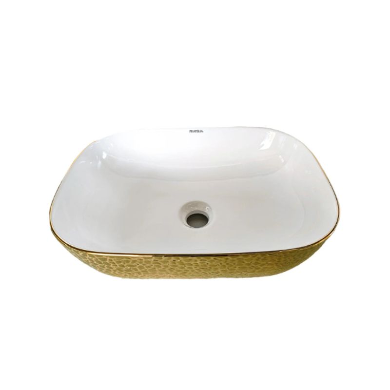 FRATELLI - LAVATORIO DE LOZA RECTANGULAR DORADO CON BLANCO GRANITO 153