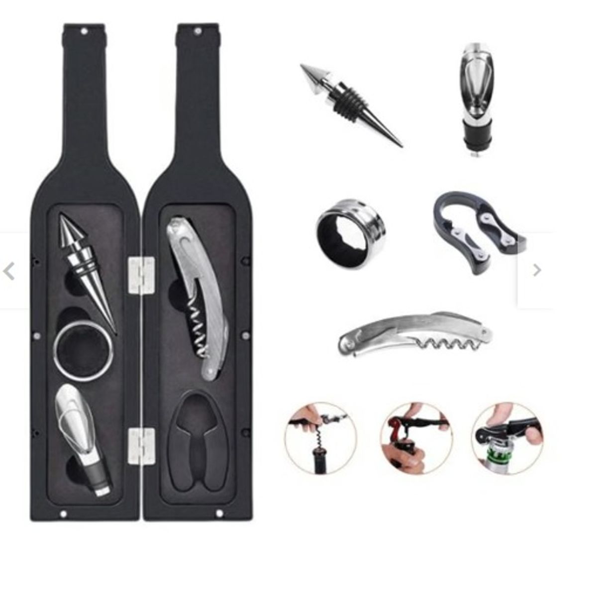 GENERICO - Sacacorcho para Botellas y Vinos Multifuncional Set x 5 Piezas