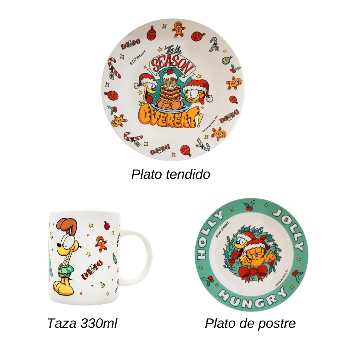 GARFIELD - Vajilla Navideña x 3pcs Garfield