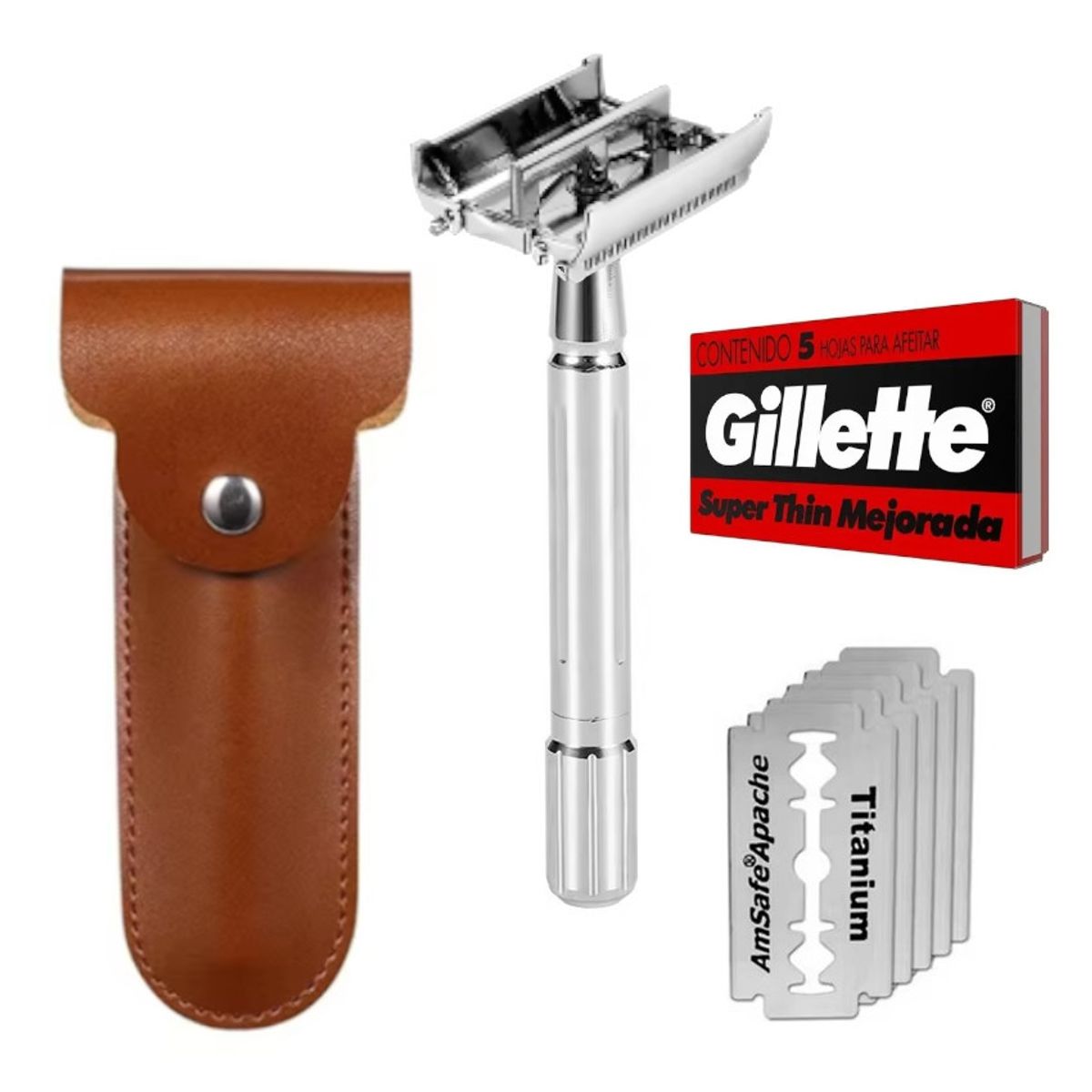 GENERICO - Máquina De Afeitar Mariposa Afeitadora Clásica Doble Filo + hojillas Gillete