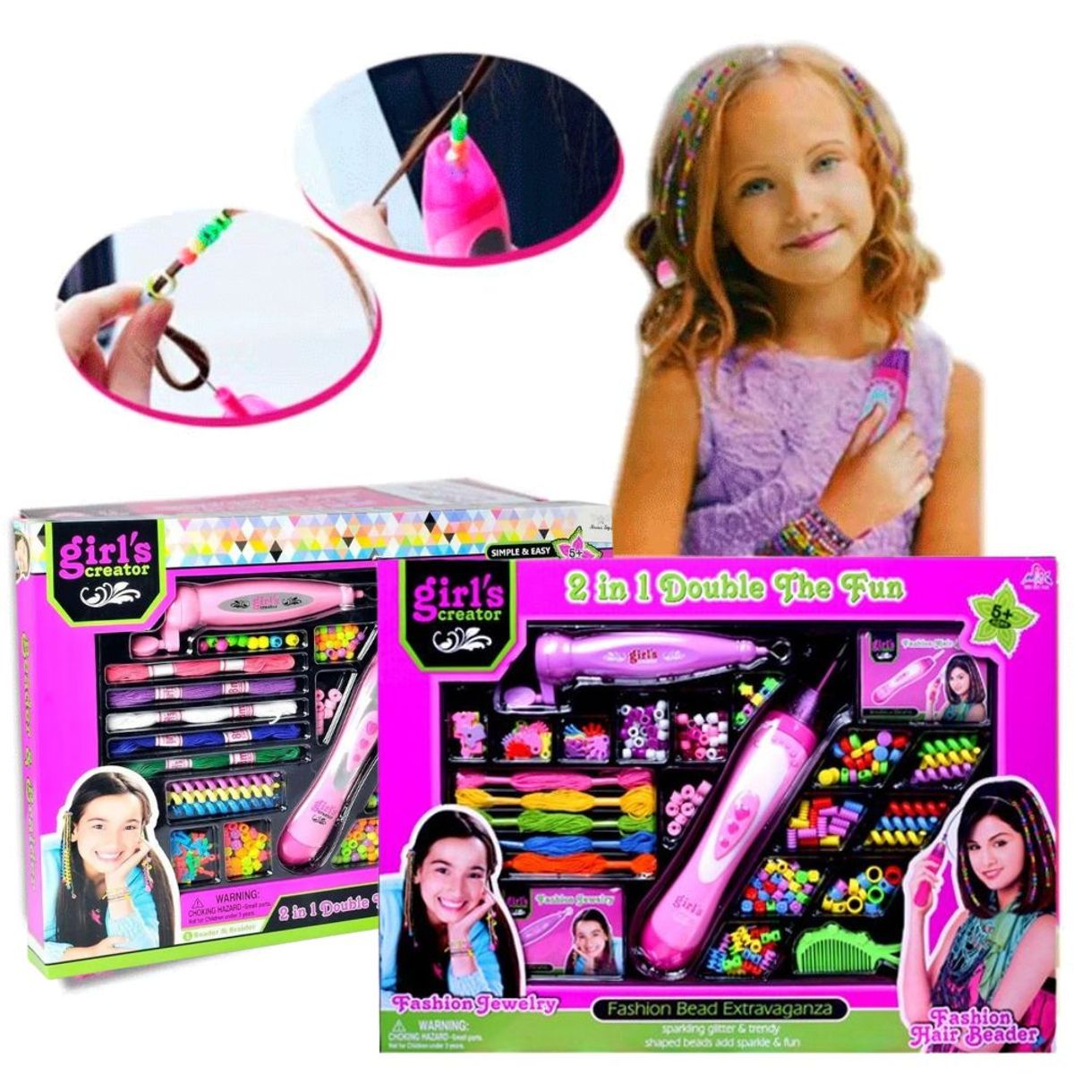 GENERICO - Set de Cuentas y Accesorios para el Cabello para Niñas